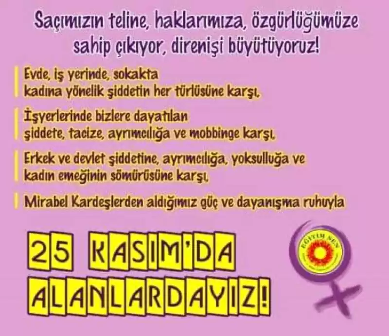 EĞİTİMSEN HATAY ŞUBE KADIN MECLİSİ’NDEN 25 KASIM AÇIKLAMASI