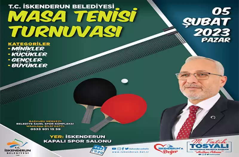 İskenderun Belediyesi Masa Tenisi Turnuvası Başlıyor