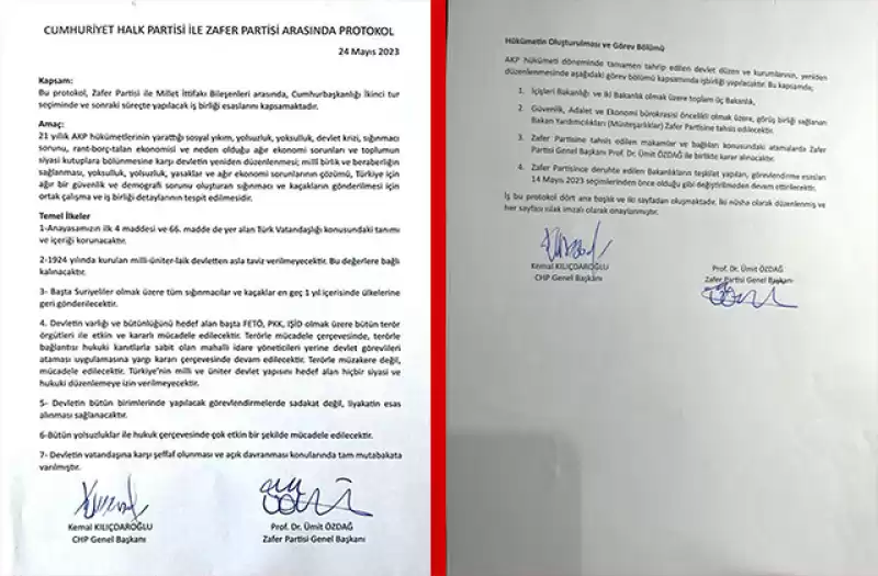 Ümit Özdağ, Kılıçdaroğlu Ile Imzaladığı Protokolü Yayınladı
