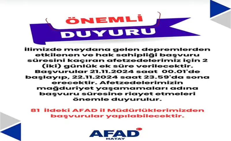 Hak Sahipliği Başvurusu Için Ek Süre Tanındı