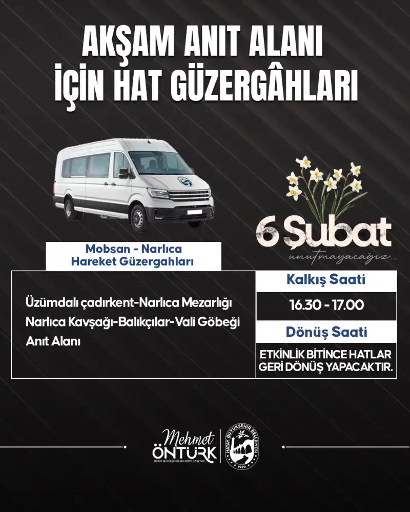  6 ŞUBAT’A ÖZEL TOPLU ULAŞIM DÜZENLEMESİ  28 HAT, ÜCRETSİZ HİZMET VERECEK