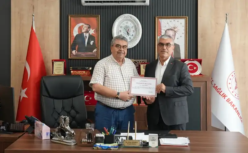 İl Sağlık Müdürü Sönmez’den Teşekkür Belgesi