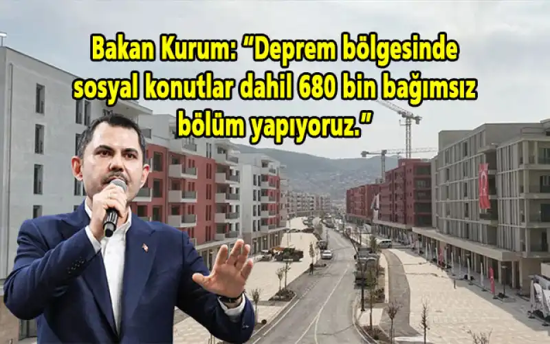 Bakan Kurum: “Deprem Konutları 2 Yıl Ödemesiz, 18 Yıl Faizsiz Ve Sabit Taksitli Oluyor”