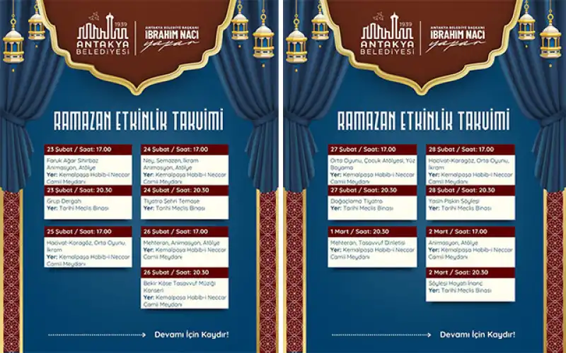 ANTAKYA BELEDİYESİ'NDEN RAMAZAN BOYU HER GÜN ETKİNLİK...