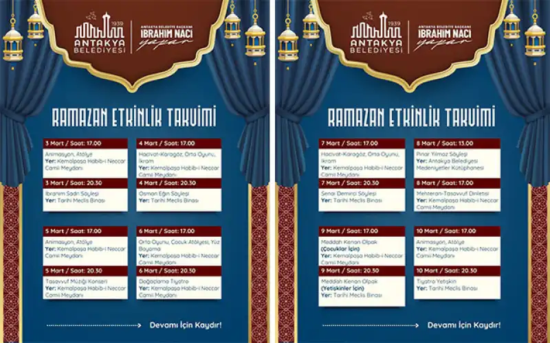 ANTAKYA BELEDİYESİ'NDEN RAMAZAN BOYU HER GÜN ETKİNLİK...