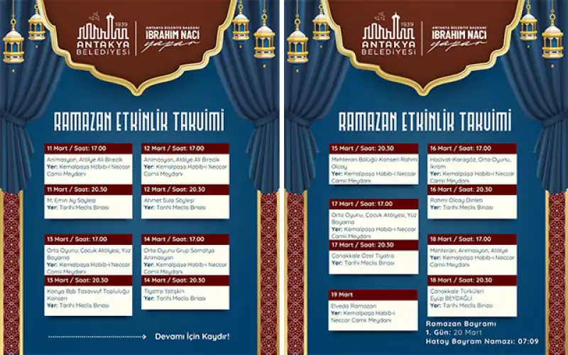 ANTAKYA BELEDİYESİ'NDEN RAMAZAN BOYU HER GÜN ETKİNLİK...