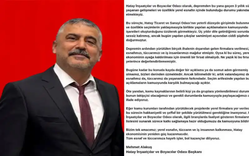 Alakuş: “Tek Amacımız Hatay Ekonomisinin Güç Kazanmasıdır”