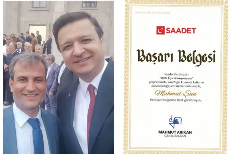 Mahmut Şan’a Genel Başkan Arıkan’dan Başarı Belgesi