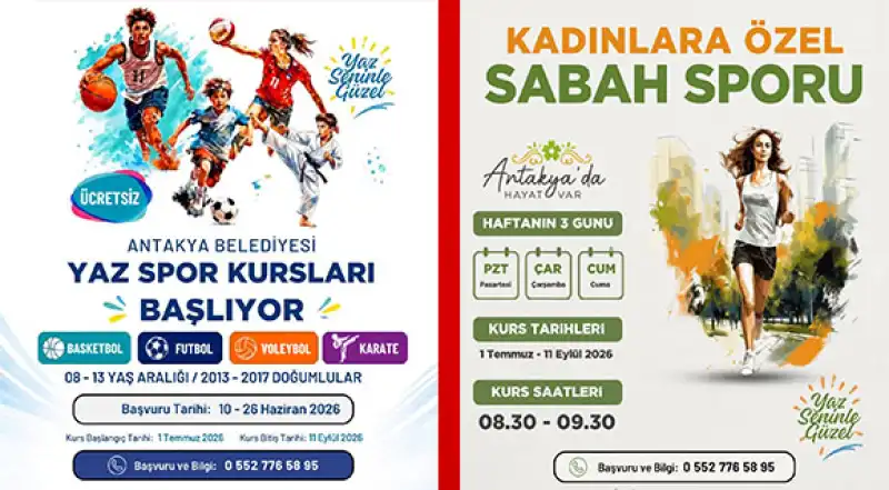 Antakya Belediyesi Yaz Spor Kursları Başlıyor