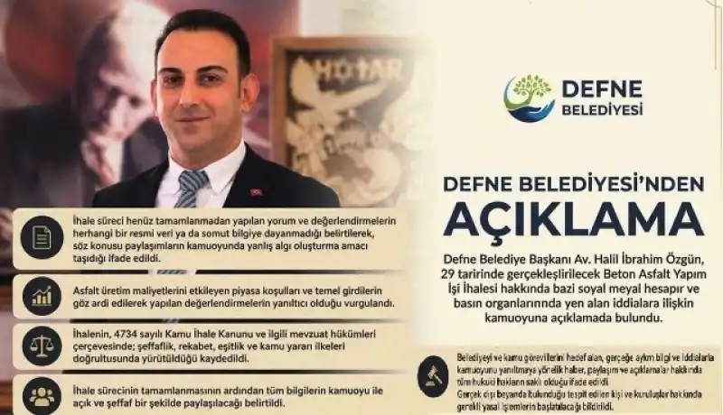 Defne Belediye’sinden Açıklama…