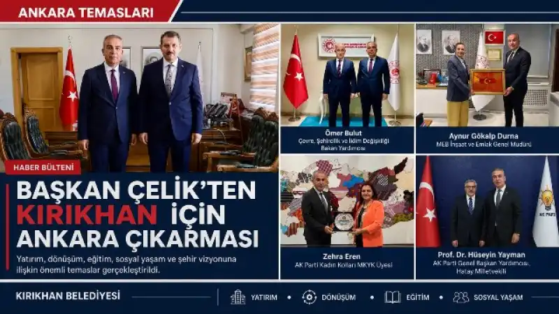 BAŞKAN ÇELİK’TEN KIRIKHAN İÇİN ANKARA ÇIKARMASI