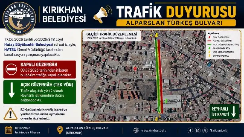 Kırıkhan Alparslan Türkeş Bulvarı’nda Trafik Düzenlemesi