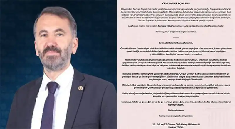 VEKİL SERKAN TOPAL’DAN MESAJ...