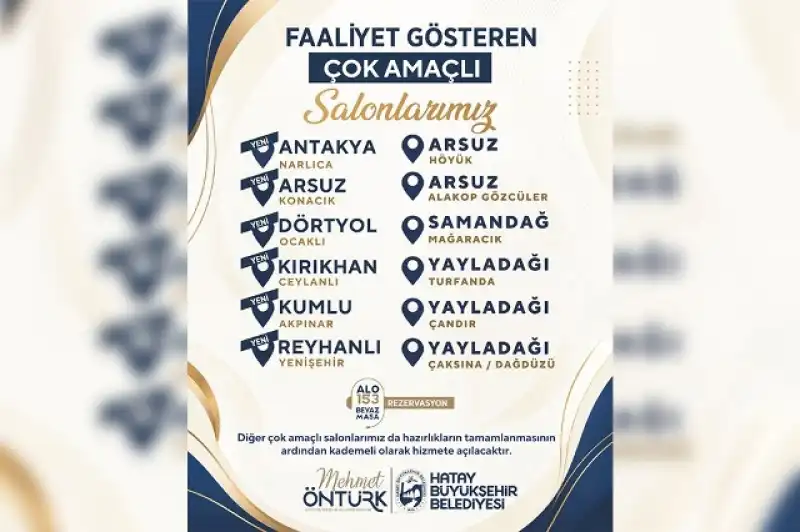 HBB’nin 6 Yeni Çok Amaçlı Salonu Hatay’ın Hizmetinde